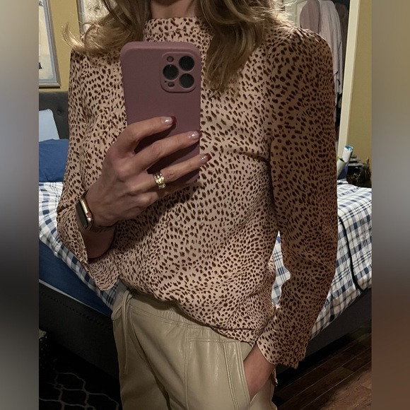 Melissa Nepton Arlie blouse in light pink and brown leopard print size S - Picture 7 of 9